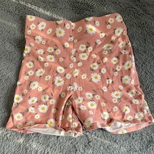 pink floral biker shorts
